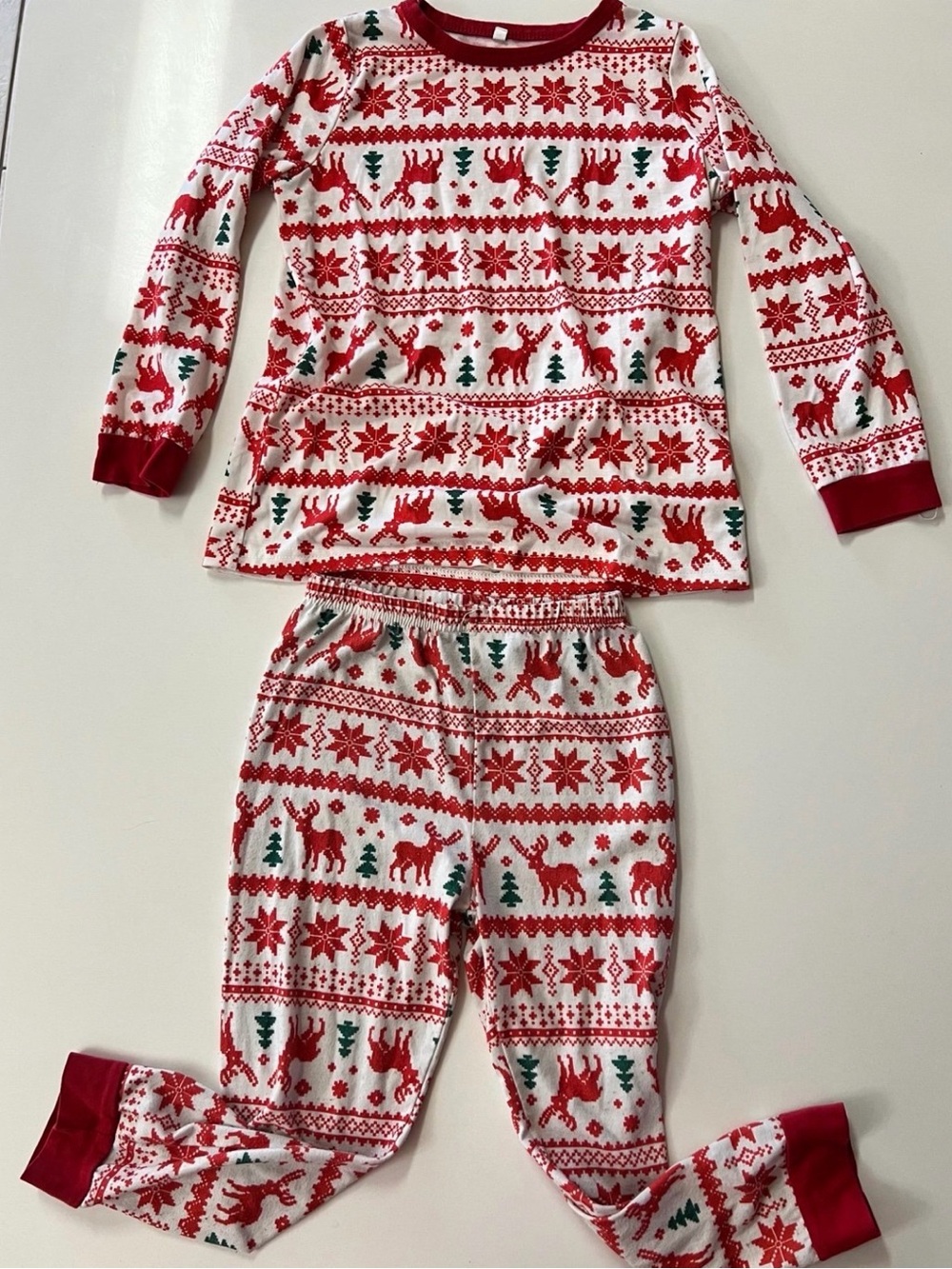 Kids Holiday Pajama Set in Red and White